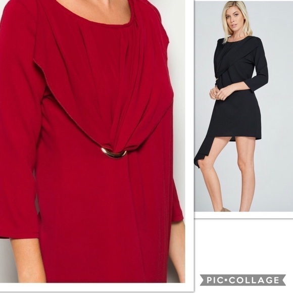 Deep Red or Black Long Top w/Circular Design - Picture 3 of 6